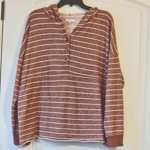 Maurices Brown and White Striped Hoodie
